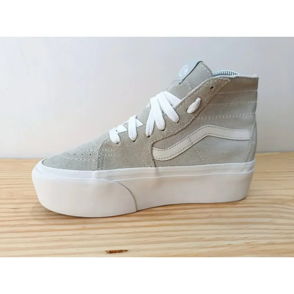 Vans Sk8-Hi Stacked Drizzle Grey Suede Platform High Top Shoes Women's 5.5